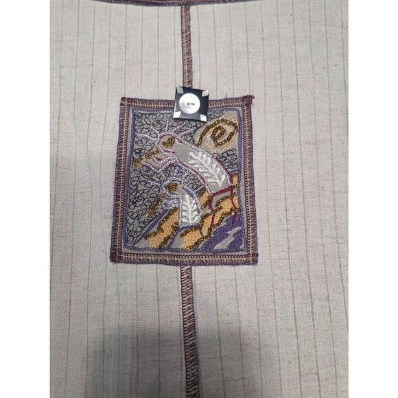 VTG 80s 90s Midnight Velvet Multimedia Batik Kokopelli Top Sz. L - Picture 6 of 8